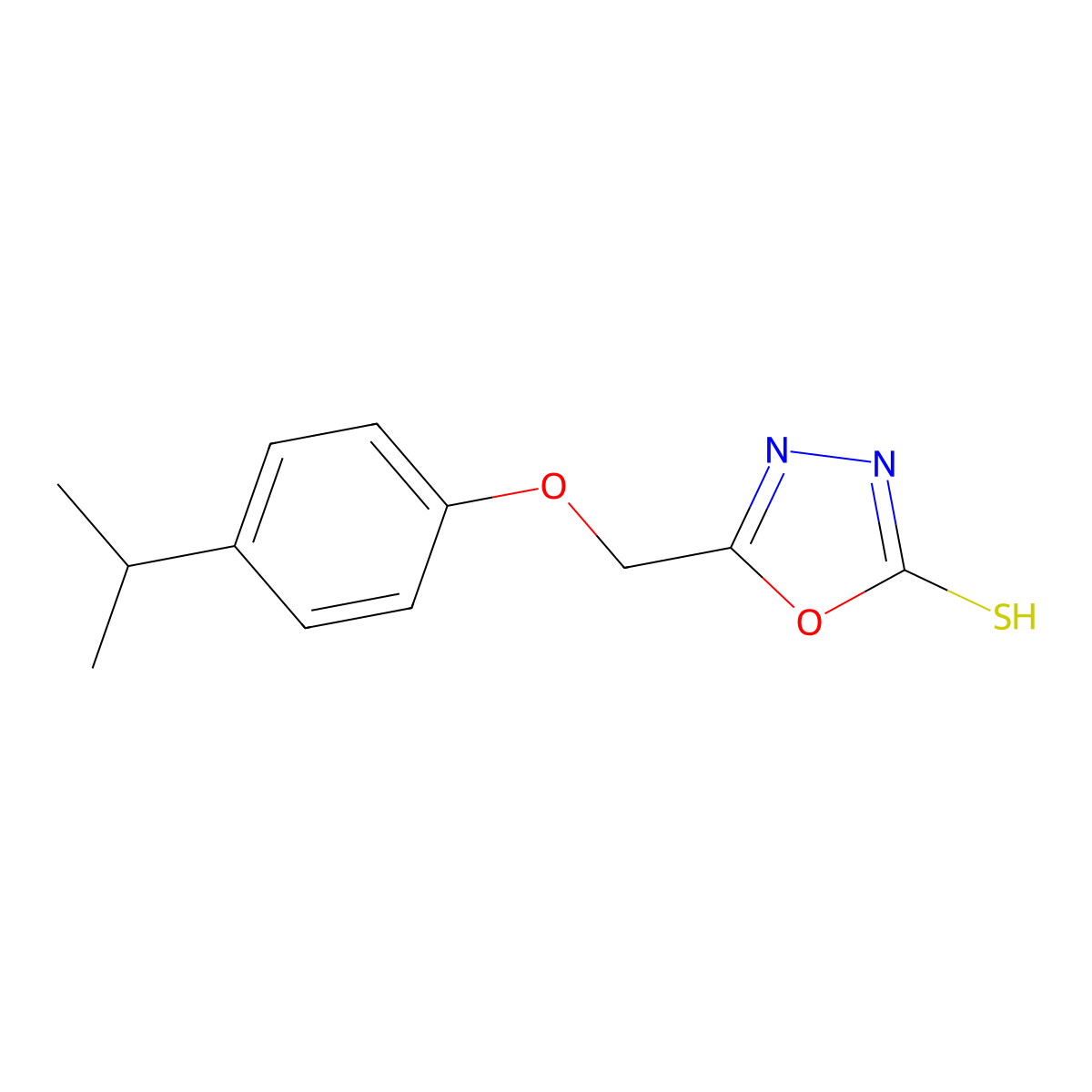 5-((4-Isopropylphenoxy)methyl)-1,3,4-oxadiazole-2-thiol molecular structure, CAS 708284-79-1