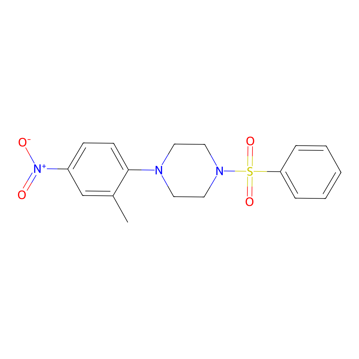 1-(Benzenesulfonyl)-4-(2-methyl-4-nitrophenyl)piperazine molecular structure, CAS 708284-83-7