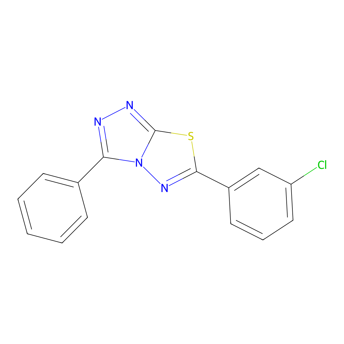 6-(3-Chlorophenyl)-3-phenyl[1,2,4]triazolo[3,4-b][1,3,4]thiadiazole molecular structure, CAS 708285-01-2