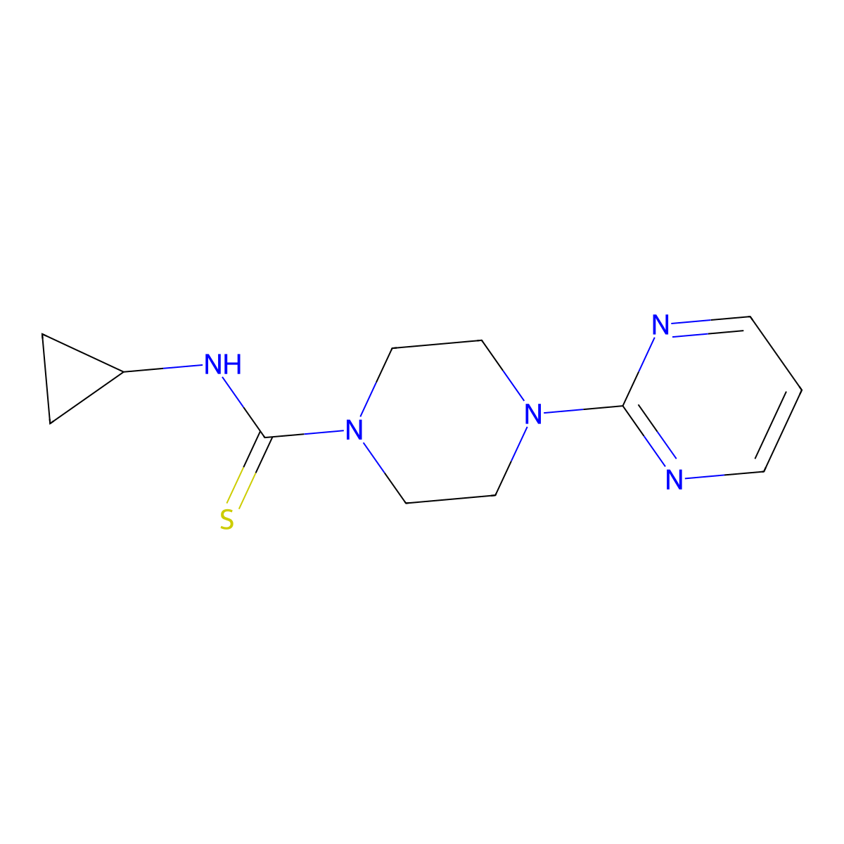 N-cyclopropyl-4-(pyrimidin-2-yl)piperazine-1-carbothioamide molecular structure, CAS 708285-06-7