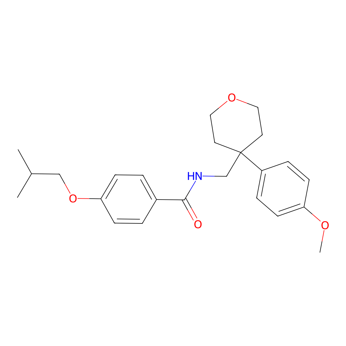 N-[[4-(4-methoxyphenyl)oxan-4-yl]methyl]-4-(2-methylpropoxy)benzamide molecular structure, CAS 708285-18-1
