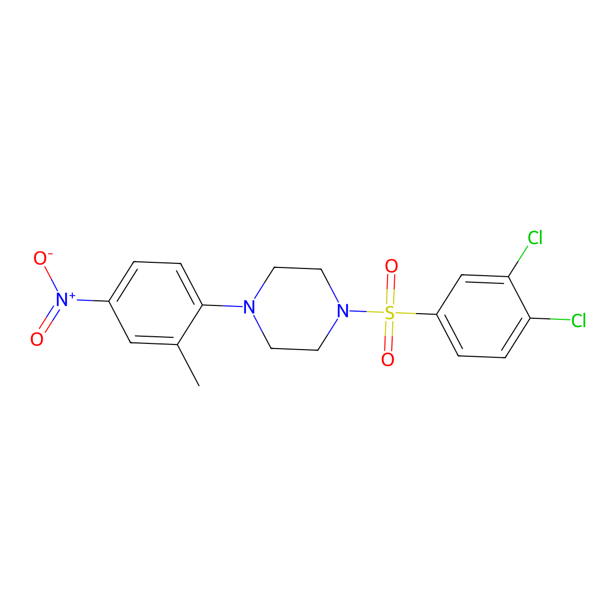 1-(3,4-Dichlorophenyl)sulfonyl-4-(2-methyl-4-nitrophenyl)piperazine molecular structure, CAS 708285-21-6