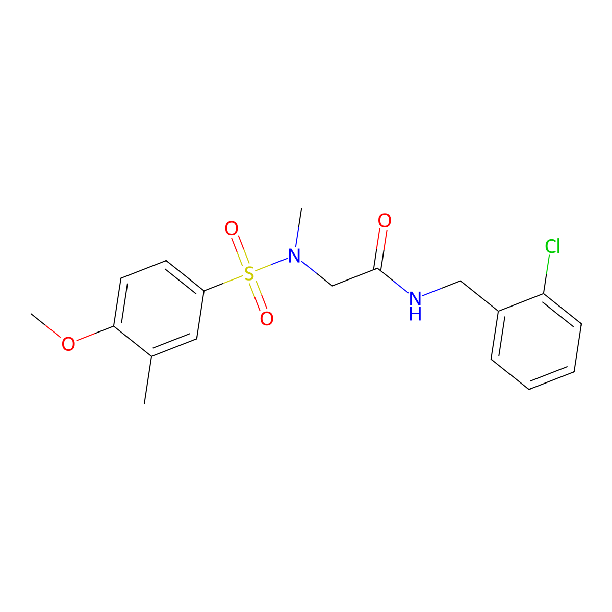 N-[(2-chlorophenyl)methyl]-2-[(4-methoxy-3-methylphenyl)sulfonyl-methylamino]acetamide molecular structure, CAS 708285-43-2
