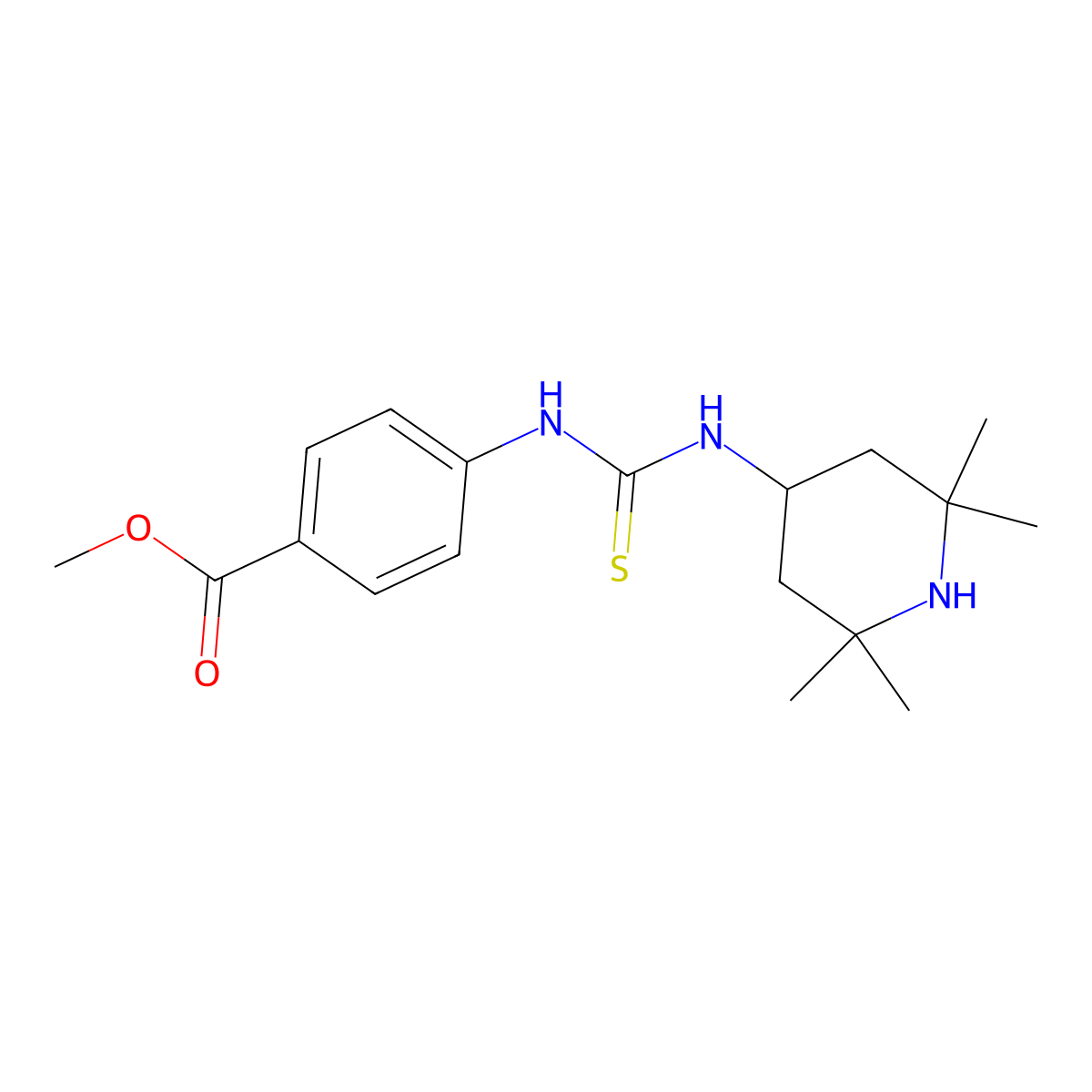 Methyl 4-{[(2,2,6,6-tetramethylpiperidin-4-yl)carbamothioyl]amino}benzoate molecular structure, CAS 708285-50-1