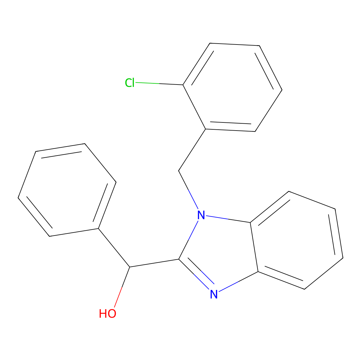 [1-[(2-Chlorophenyl)methyl]benzimidazol-2-yl]-phenylmethanol molecular structure, CAS 708285-65-8