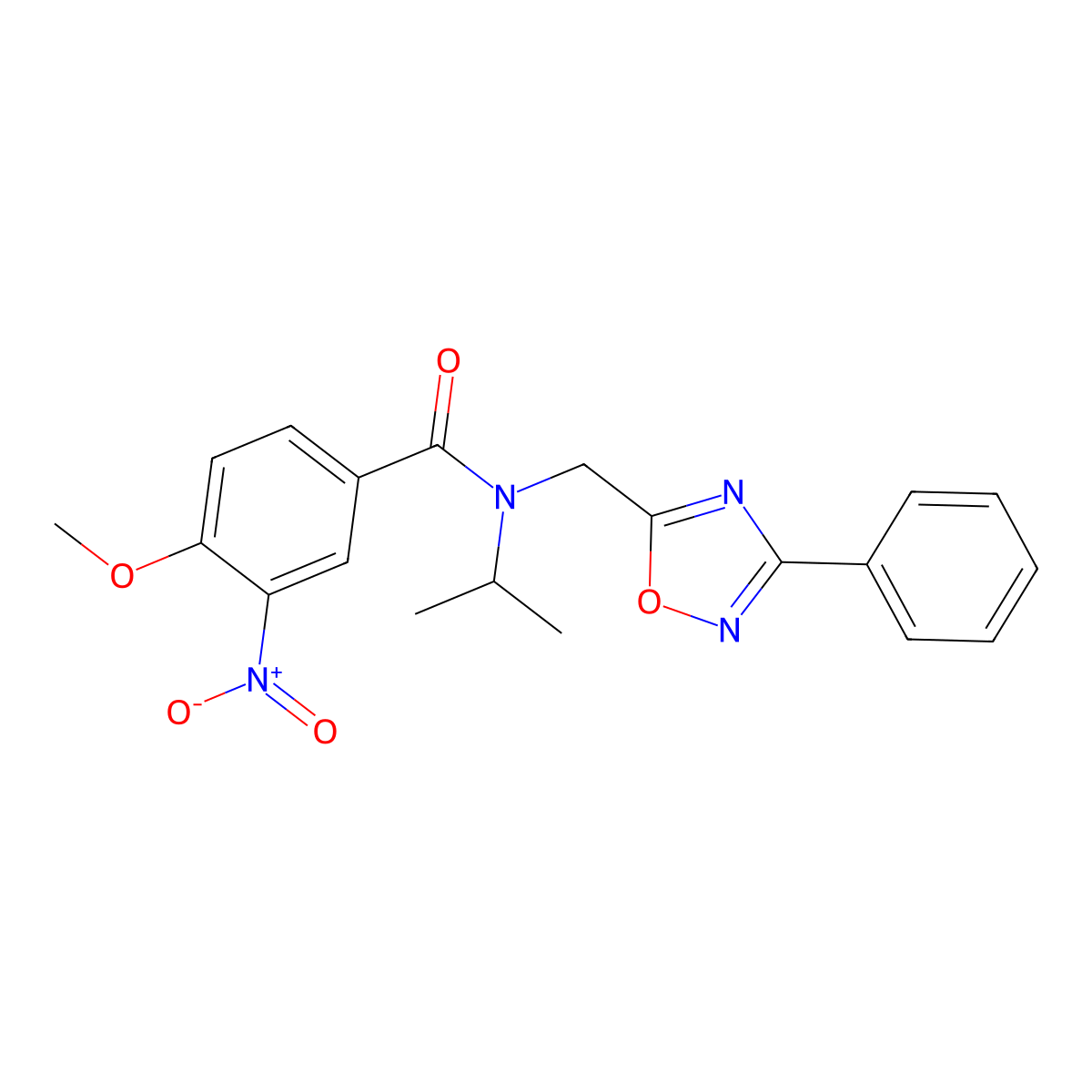 4-methoxy-3-nitro-N-[(3-phenyl-1,2,4-oxadiazol-5-yl)methyl]-N-propan-2-ylbenzamide molecular structure, CAS 708285-66-9