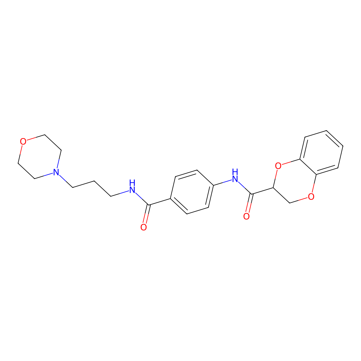 N-[4-(3-morpholin-4-ylpropylcarbamoyl)phenyl]-2,3-dihydro-1,4-benzodioxine-3-carboxamide molecular structure, CAS 708285-71-6