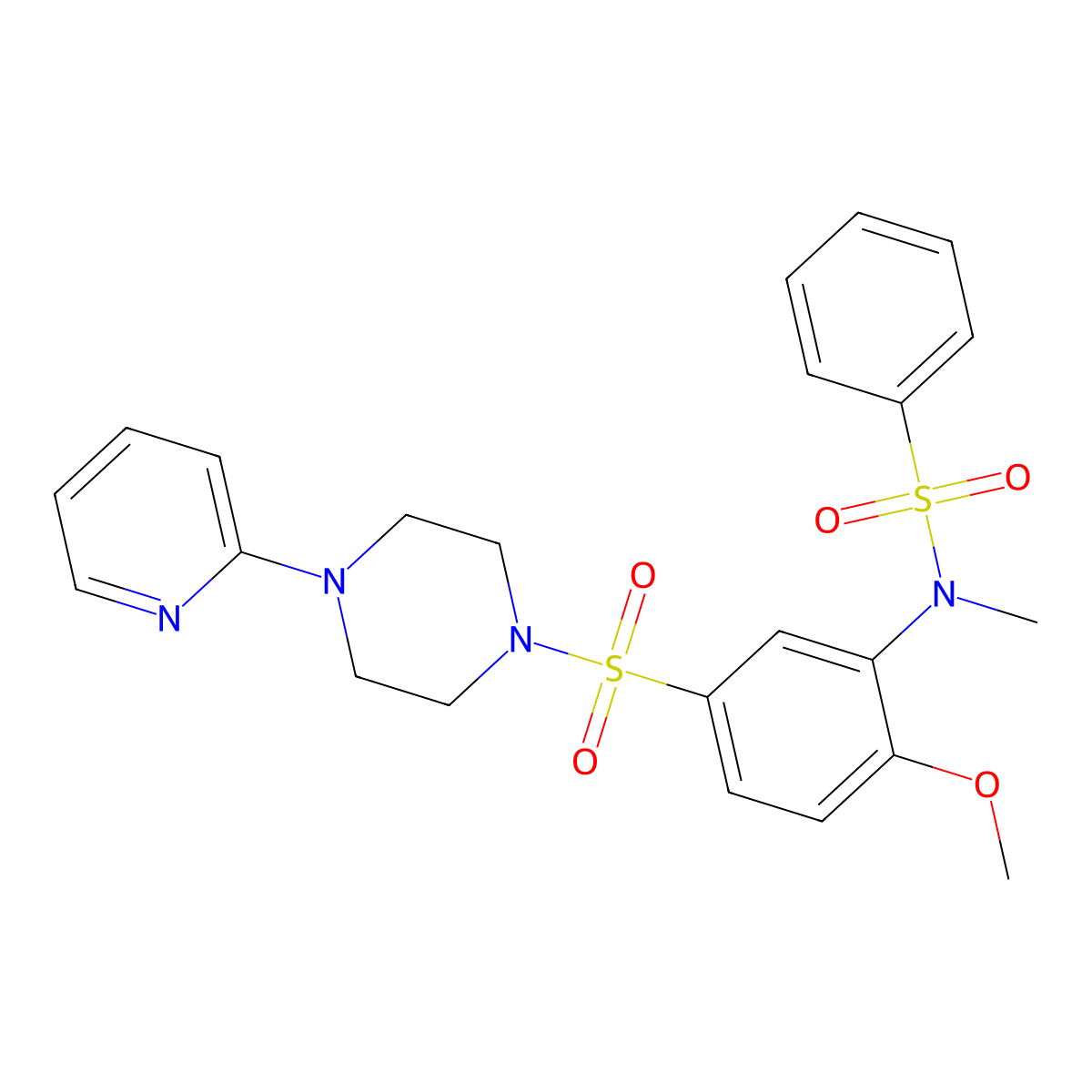 N-(2-methoxy-5-{[4-(pyridin-2-yl)piperazin-1-yl]sulfonyl}phenyl)-N-methylbenzenesulfonamide molecular structure, CAS 708285-73-8