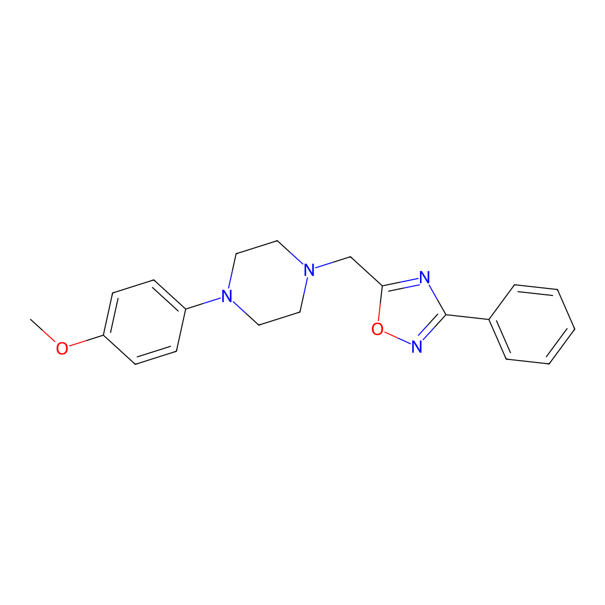 5-[[4-(4-Methoxyphenyl)piperazin-1-yl]methyl]-3-phenyl-1,2,4-oxadiazole molecular structure, CAS 708285-75-0