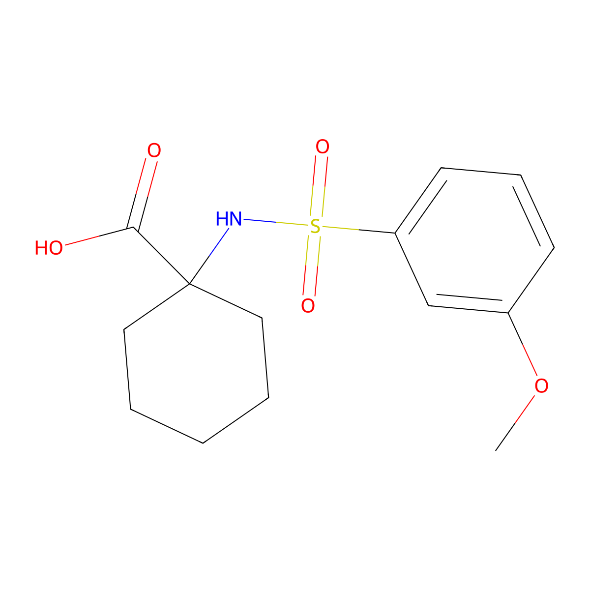 1-[(3-methoxyphenyl)sulfonylamino]cyclohexane-1-carboxylic Acid molecular structure, CAS 708285-81-8