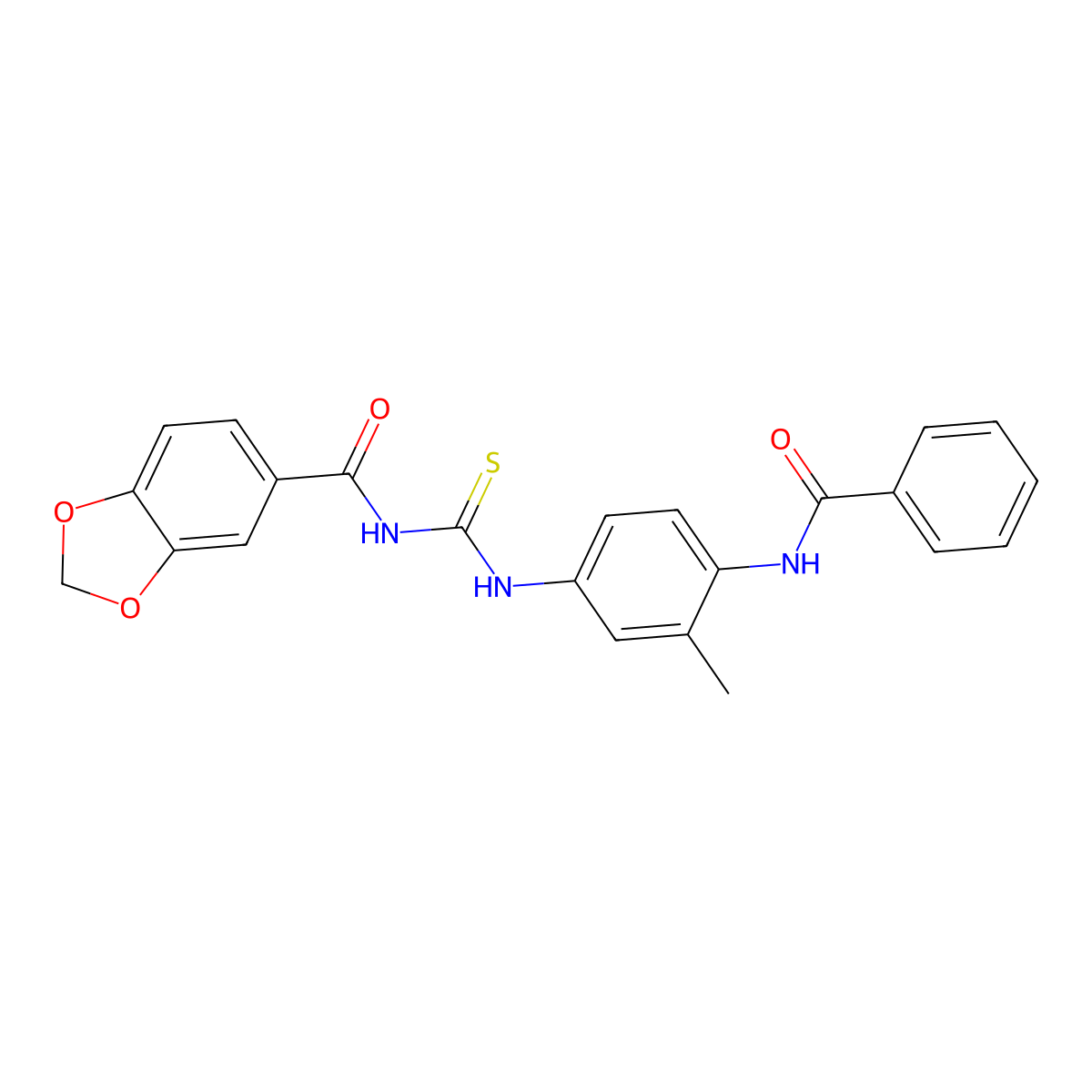 N-[(4-benzamido-3-methylphenyl)carbamothioyl]-1,3-benzodioxole-5-carboxamide molecular structure, CAS 708285-88-5