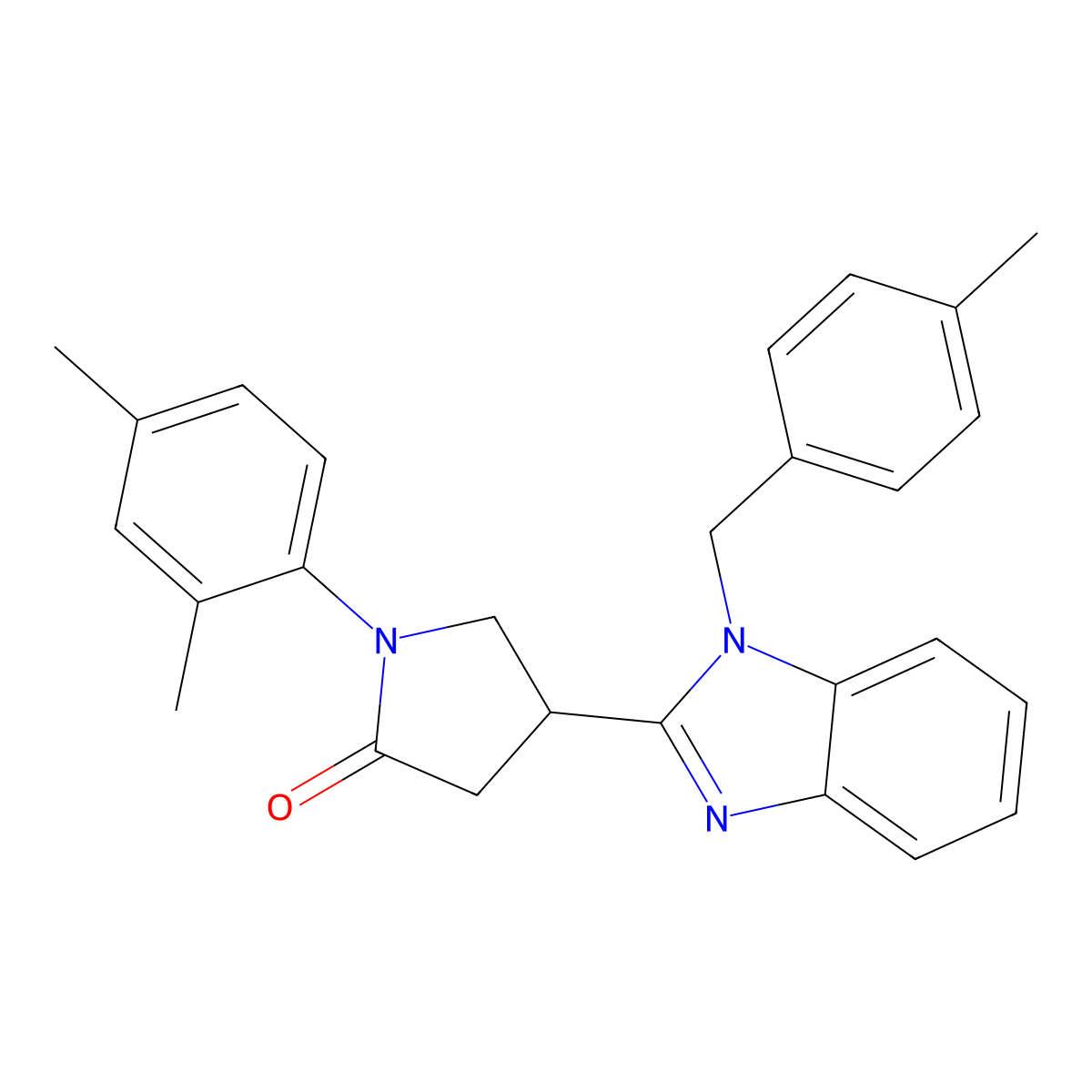 1-(2,4-Dimethylphenyl)-4-[1-[(4-methylphenyl)methyl]benzimidazol-2-yl]pyrrolidin-2-one molecular structure, CAS 708285-92-1