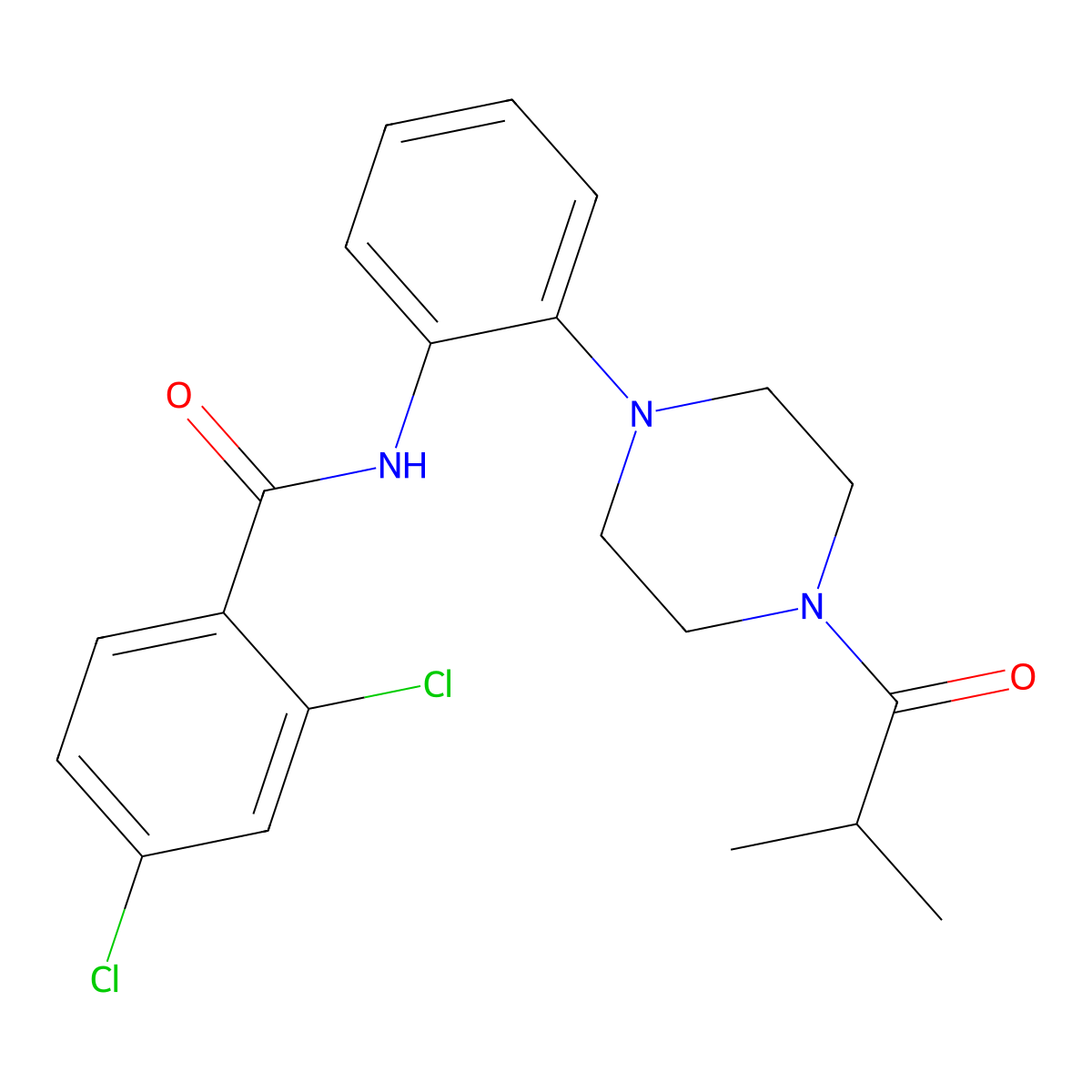 2,4-dichloro-N-[2-(4-isobutyryl-1-piperazinyl)phenyl]benzamide molecular structure, CAS 708286-20-8