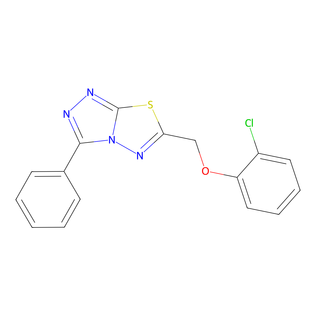6-[(2-Chlorophenoxy)methyl]-3-phenyl-[1,2,4]triazolo[3,4-b][1,3,4]thiadiazole molecular structure, CAS 708286-22-0