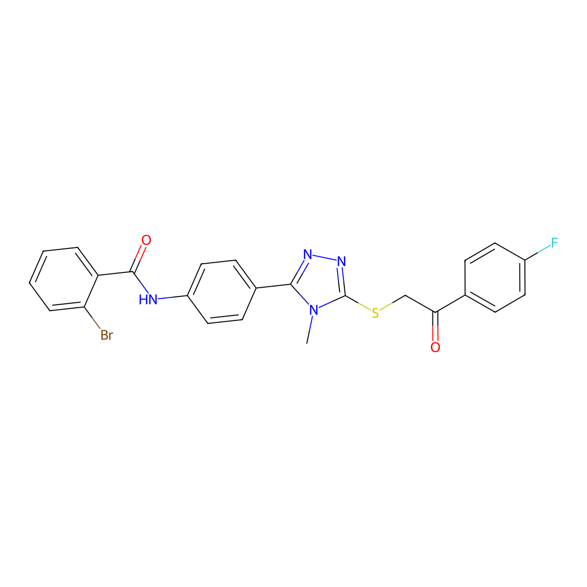 2-bromo-N-[4-[5-[2-(4-fluorophenyl)-2-oxoethyl]sulfanyl-4-methyl-1,2,4-triazol-3-yl]phenyl]benzamide molecular structure, CAS 708286-24-2