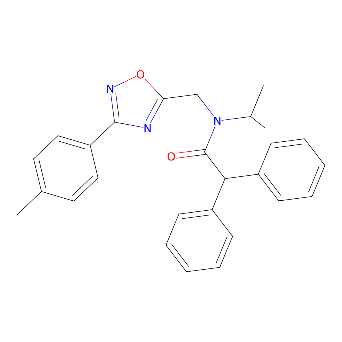 N-isopropyl-N-{[3-(4-methylphenyl)-1,2,4-oxadiazol-5-yl]methyl}-2,2-diphenylacetamide molecular structure, CAS 708286-26-4