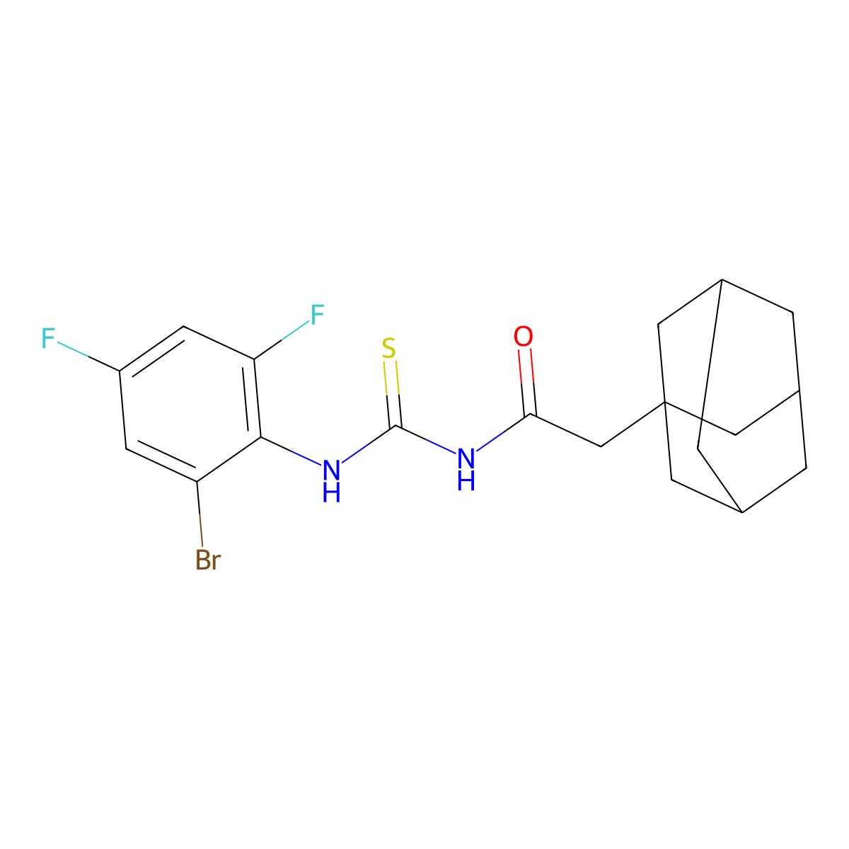 2-(1-adamantyl)-N-[(2-bromo-4,6-difluorophenyl)carbamothioyl]acetamide molecular structure, CAS 708286-31-1