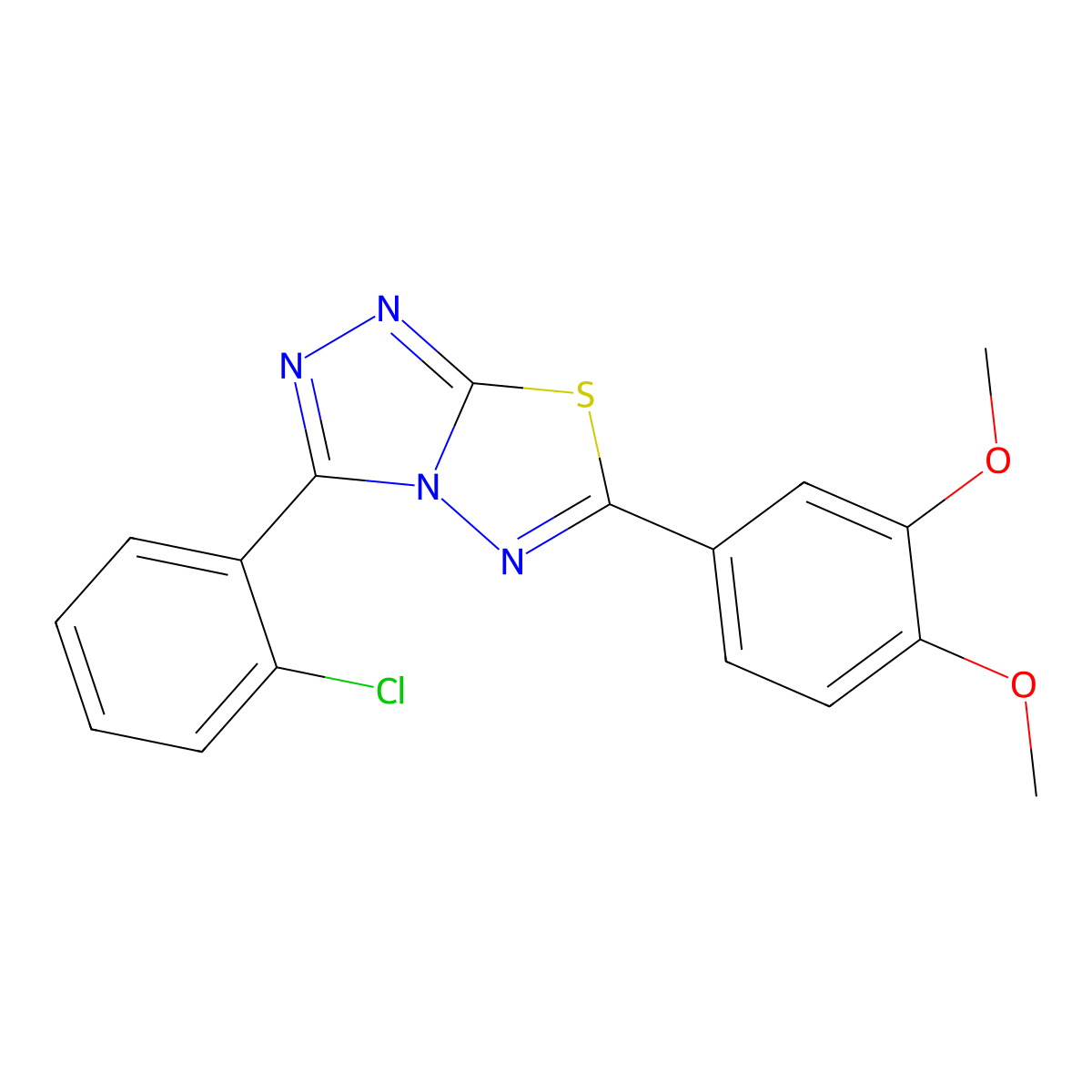 3-(2-Chlorophenyl)-6-(3,4-dimethoxyphenyl)[1,2,4]triazolo[3,4-b][1,3,4]thiadiazole molecular structure, CAS 708286-32-2