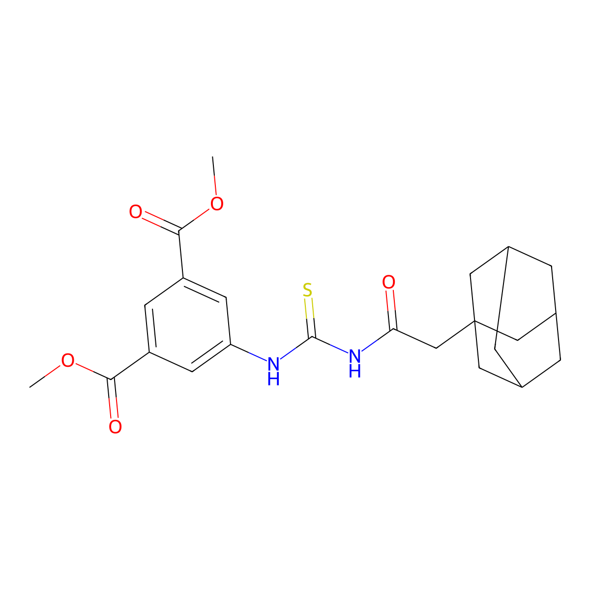 Dimethyl 5-({[(1-adamantylacetyl)amino]carbothioyl}amino)isophthalate molecular structure, CAS 708286-36-6