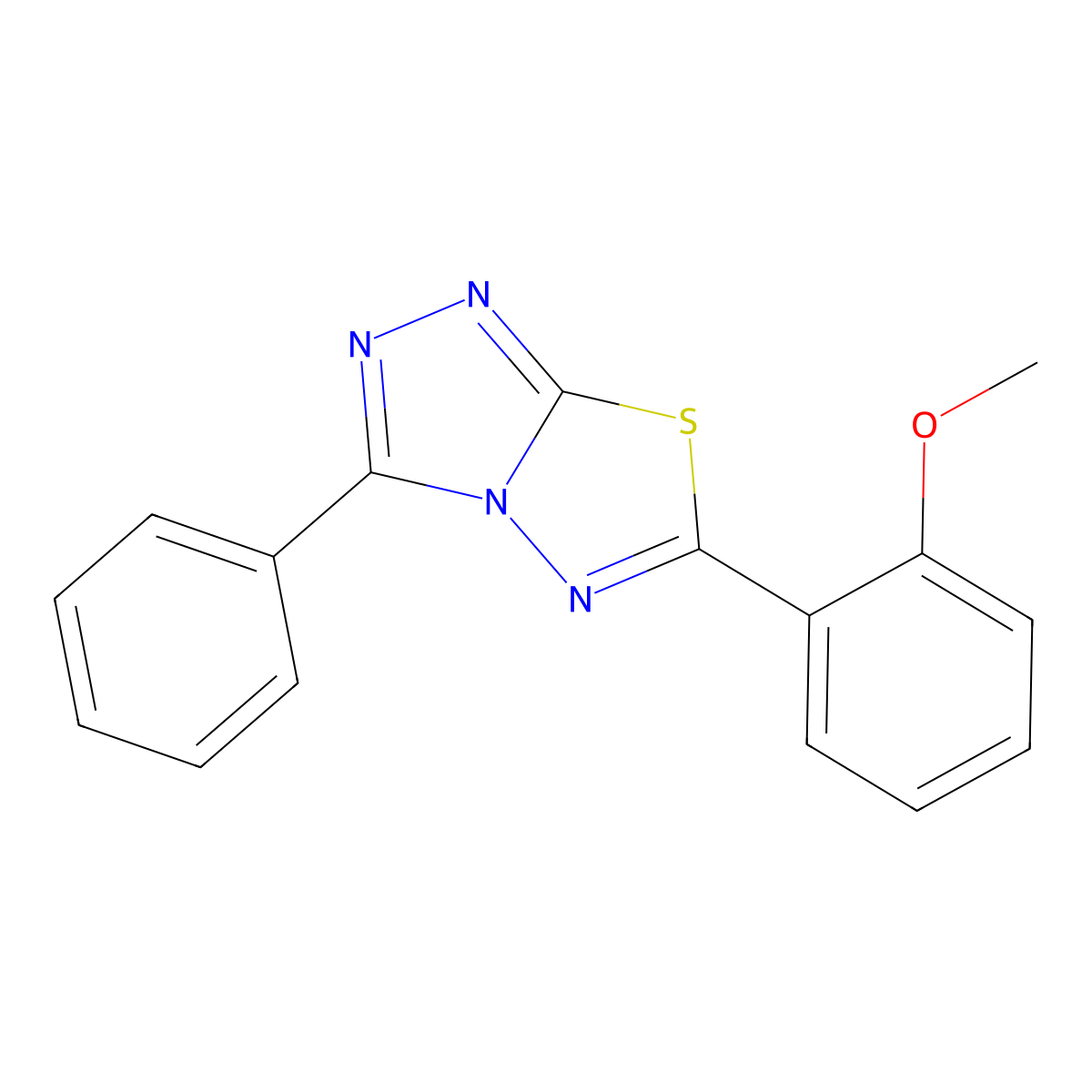 6-(2-Methoxyphenyl)-3-phenyl-[1,2,4]triazolo[3,4-b][1,3,4]thiadiazole molecular structure, CAS 708286-42-4