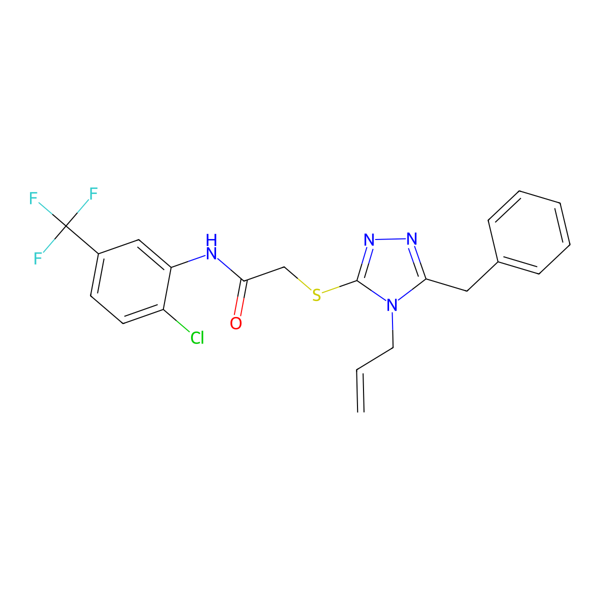 2-[(5-benzyl-4-prop-2-enyl-1,2,4-triazol-3-yl)sulfanyl]-N-[2-chloro-5-(trifluoromethyl)phenyl]acetamide molecular structure, CAS 708286-48-0