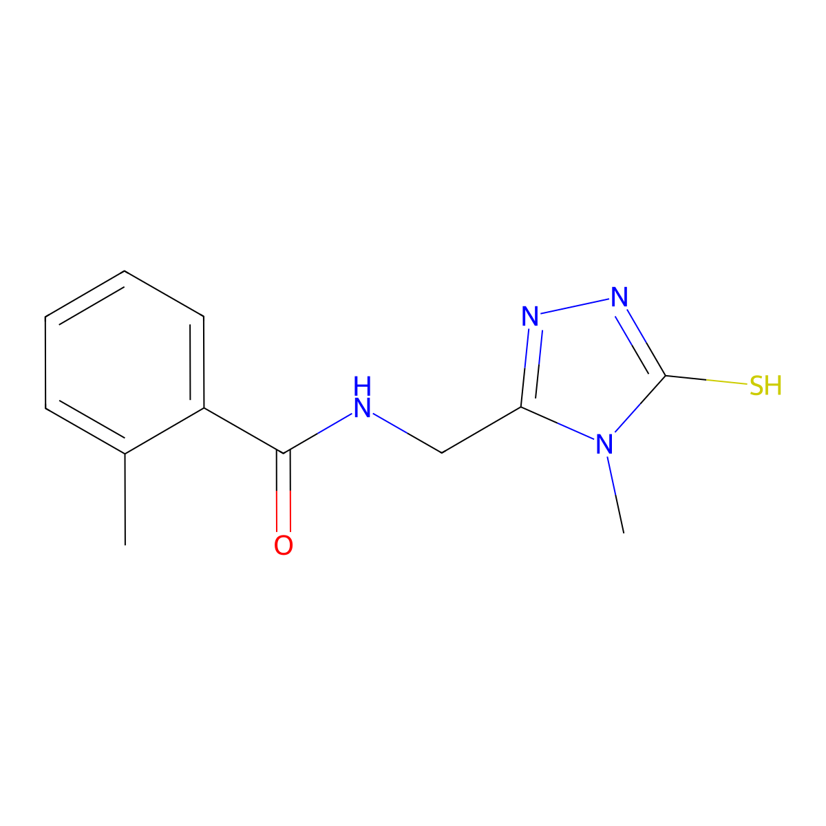 2-methyl-N-[(4-methyl-5-sulfanylidene-1H-1,2,4-triazol-3-yl)methyl]benzamide molecular structure, CAS 708286-64-0