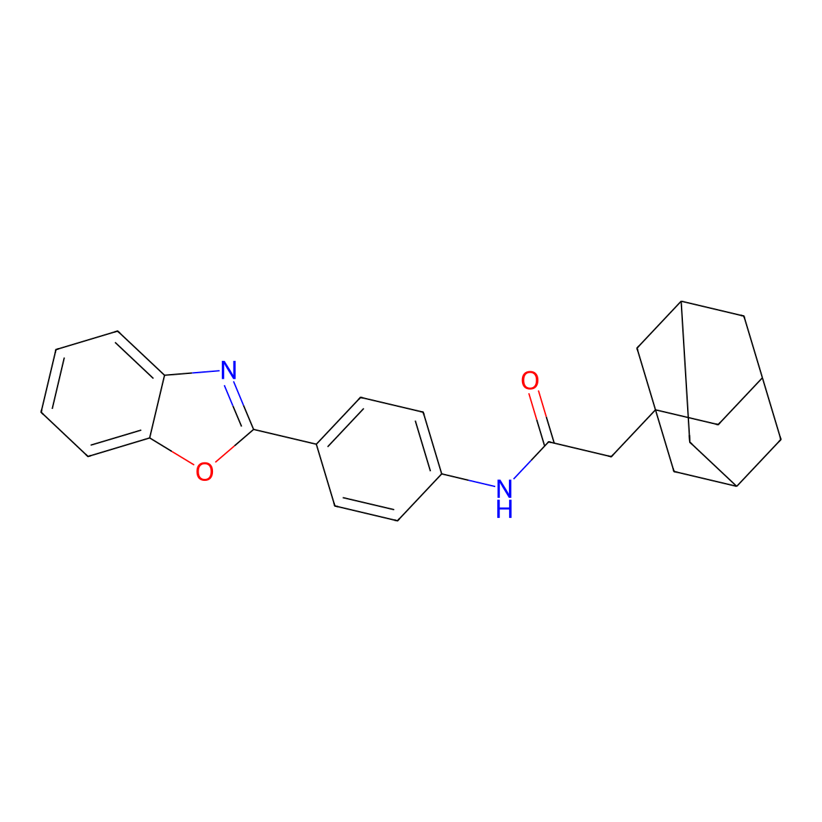 2-(1-adamantyl)-N-[4-(1,3-benzoxazol-2-yl)phenyl]acetamide molecular structure, CAS 708286-74-2