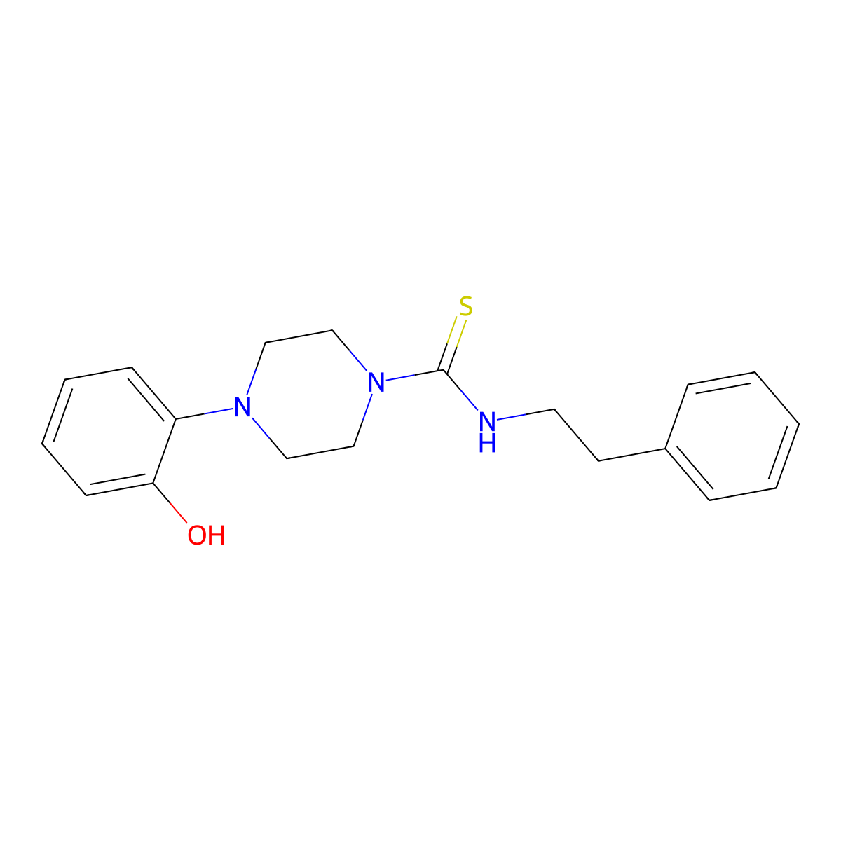 4-(2-hydroxyphenyl)-N-(2-phenylethyl)piperazine-1-carbothioamide molecular structure, CAS 708286-75-3