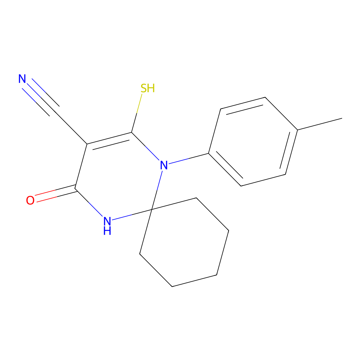 1-(4-Methylphenyl)-4-oxo-2-sulfanyl-1,5-diazaspiro[5.5]undec-2-ene-3-carbonitrile molecular structure, CAS 708286-79-7