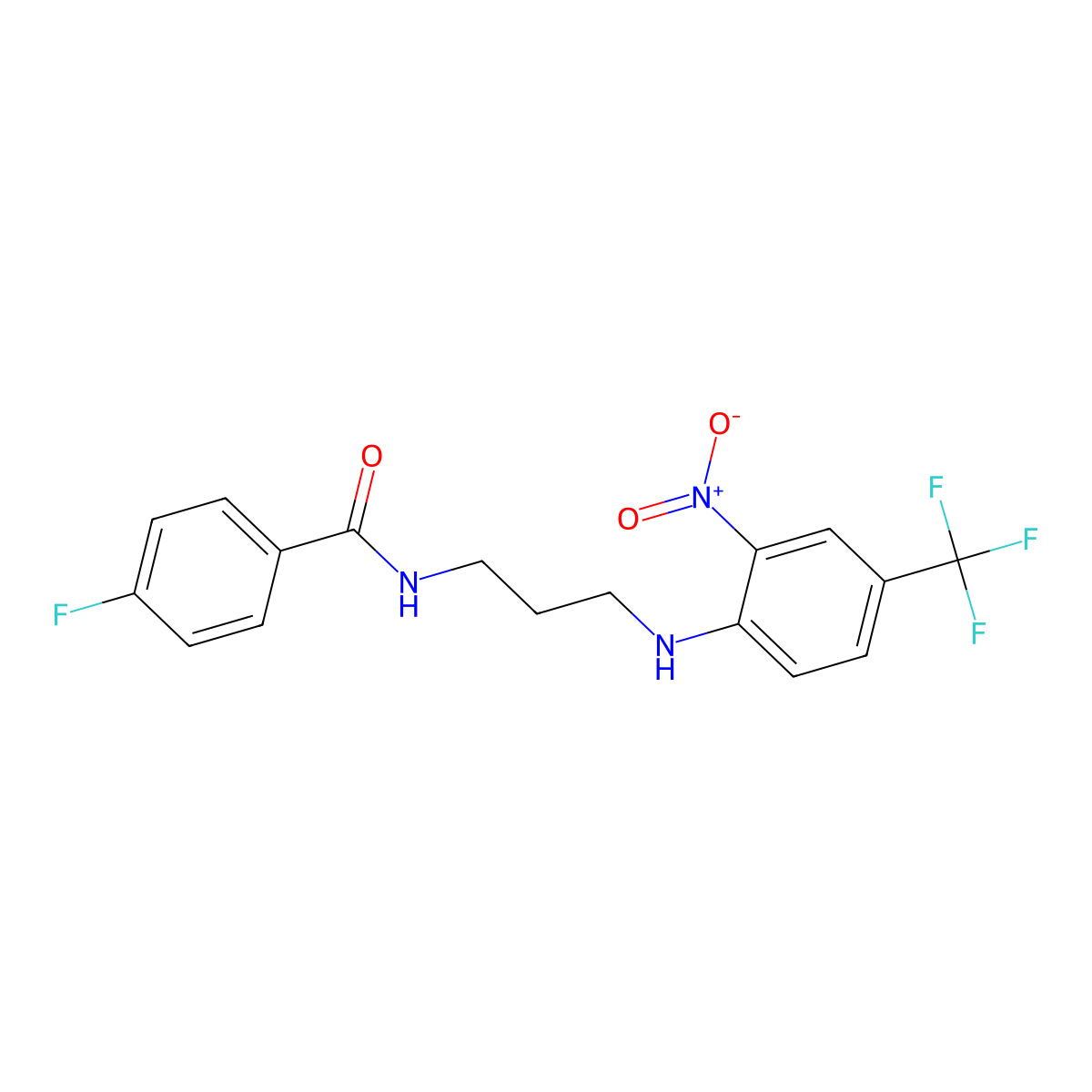 4-fluoro-N-[3-[2-nitro-4-(trifluoromethyl)anilino]propyl]benzamide molecular structure, CAS 708286-85-5
