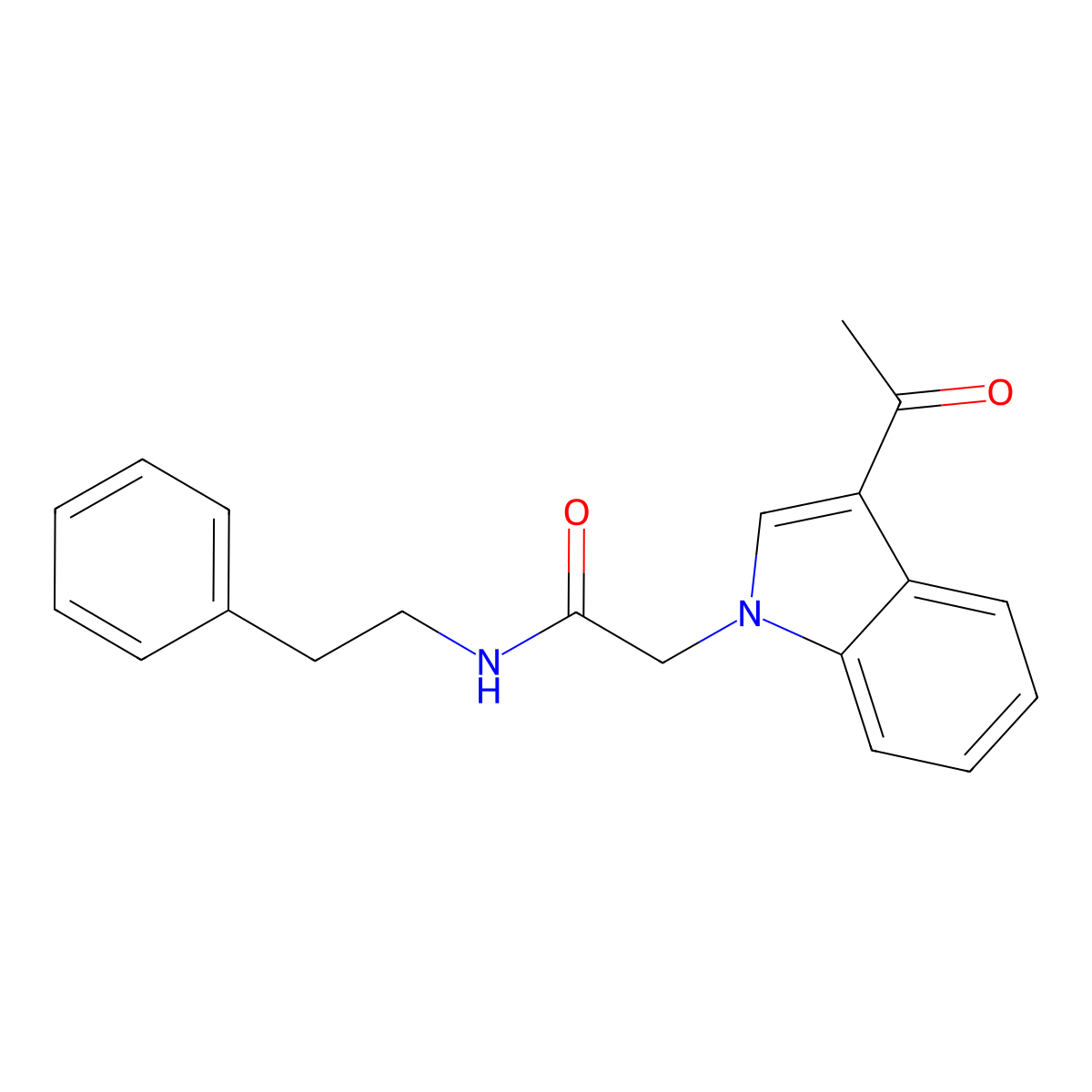 2-(3-acetyl-1H-indol-1-yl)-N-(2-phenylethyl)acetamide molecular structure, CAS 708287-01-8