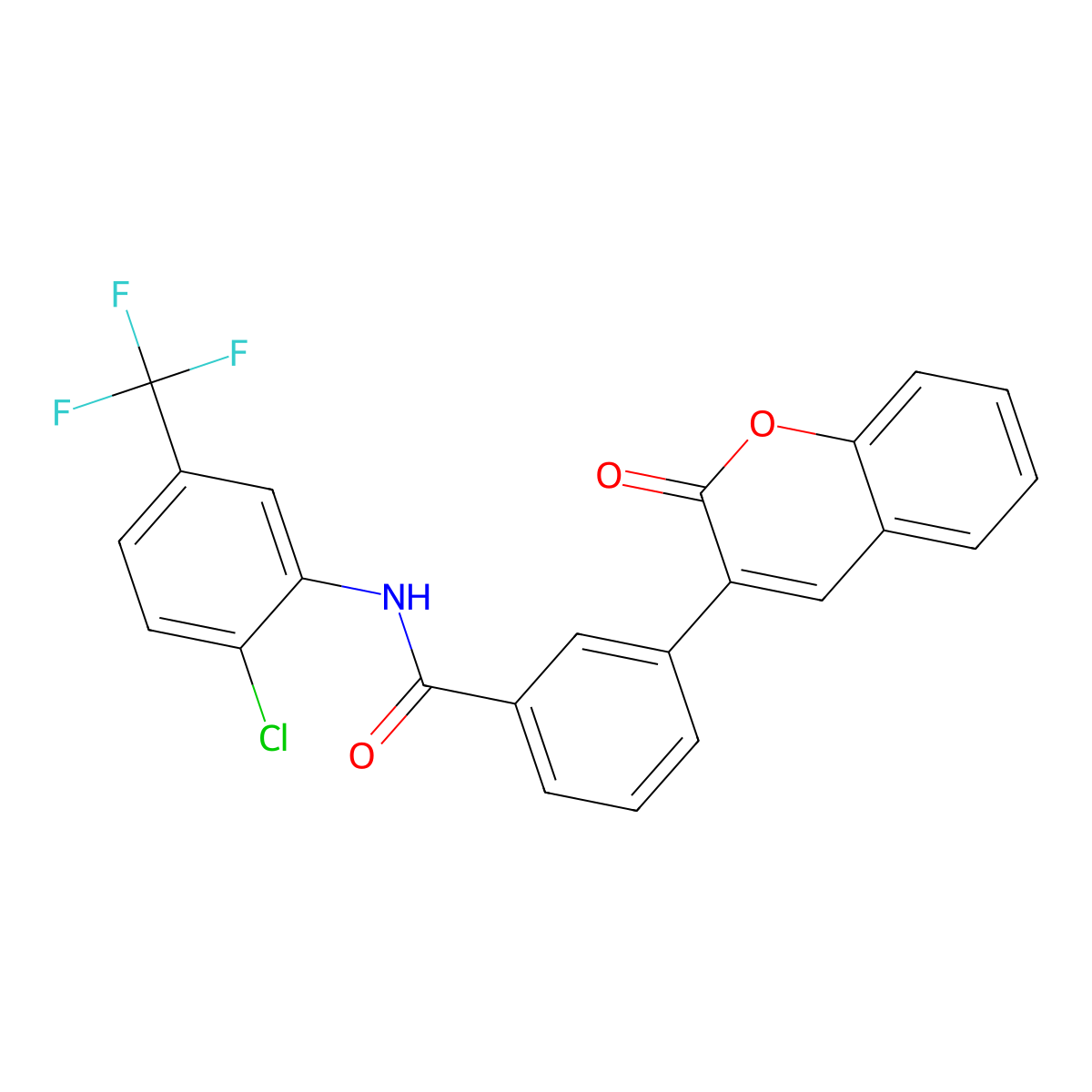 N-[2-chloro-5-(trifluoromethyl)phenyl]-3-(2-oxochromen-3-yl)benzamide molecular structure, CAS 708287-27-8