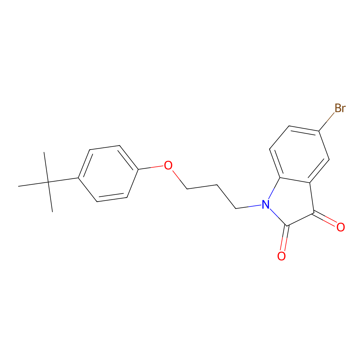 5-Bromo-1-(3-(4-(tert-butyl)phenoxy)propyl)indoline-2,3-dione molecular structure, CAS 708287-28-9