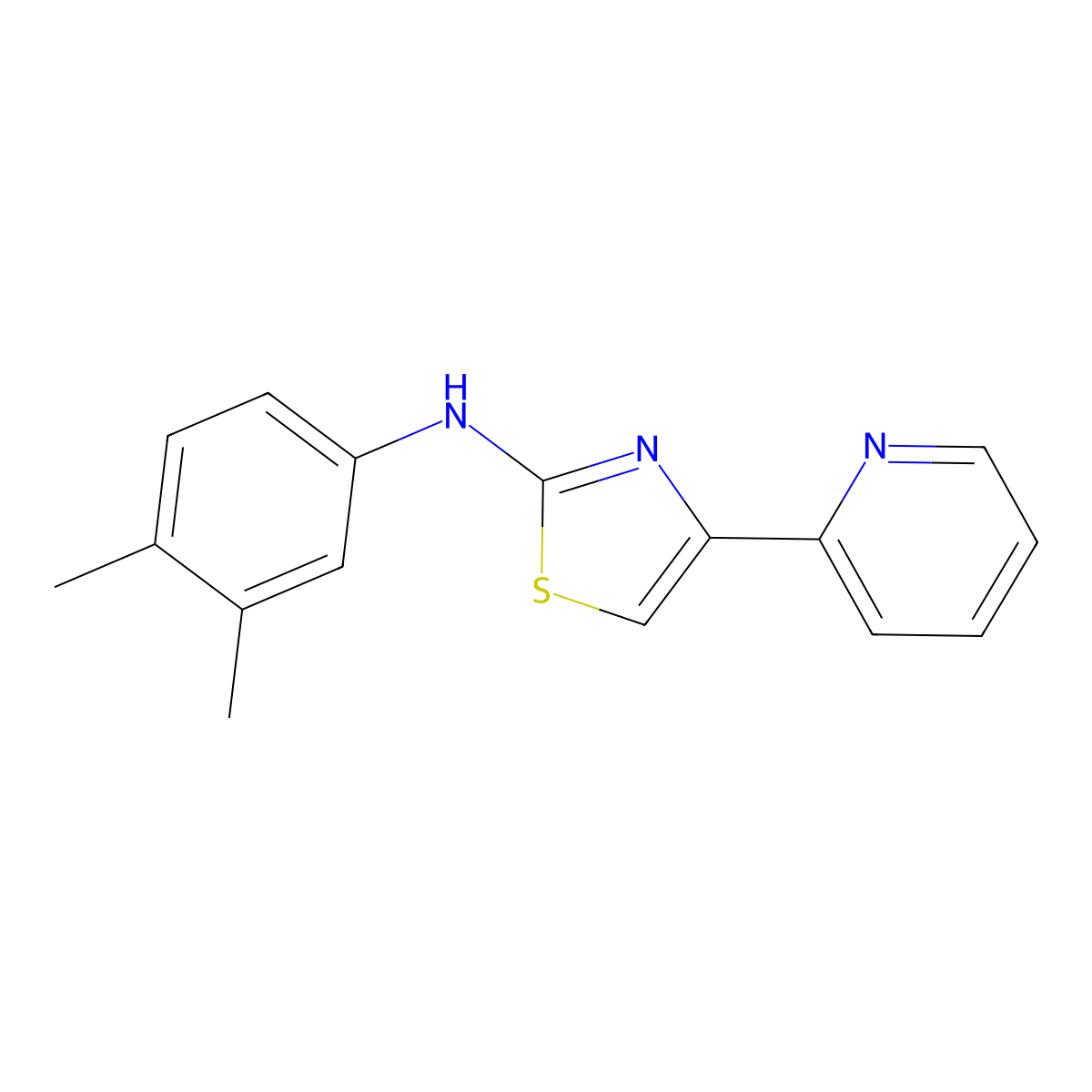 N-(3,4-dimethylphenyl)-4-(pyridin-2-yl)-1,3-thiazol-2-amine molecular structure, CAS 708287-41-6
