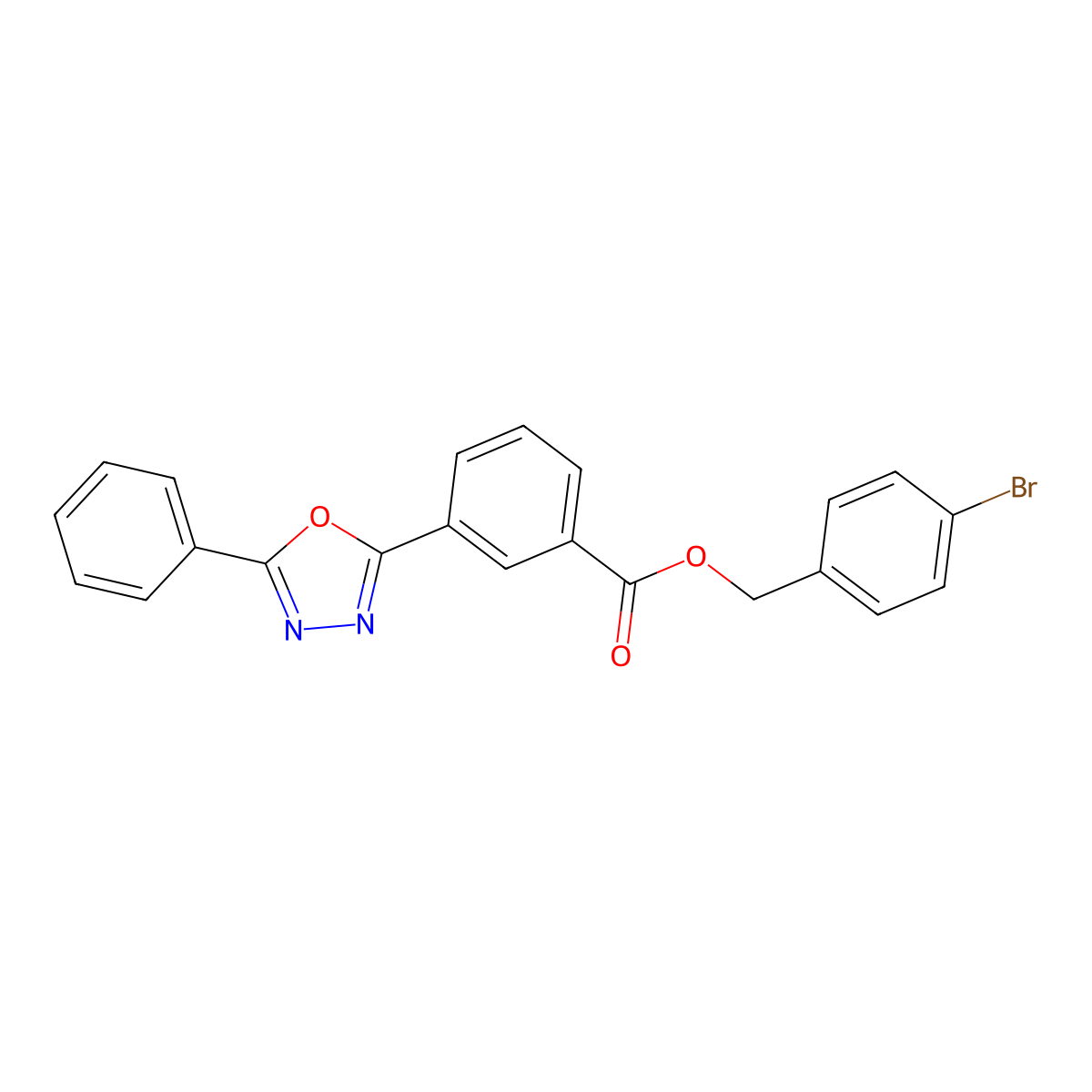 4-Bromobenzyl 3-(5-phenyl-1,3,4-oxadiazol-2-yl)benzoate molecular structure, CAS 708287-42-7