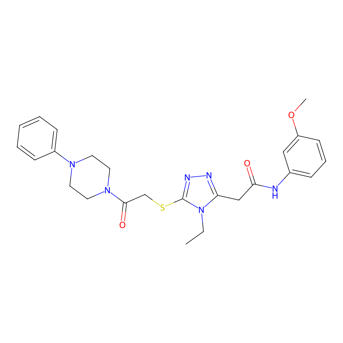2-[4-ethyl-5-[2-oxo-2-(4-phenylpiperazin-1-yl)ethyl]sulfanyl-1,2,4-triazol-3-yl]-N-(3-methoxyphenyl)acetamide molecular structure, CAS 708287-77-8