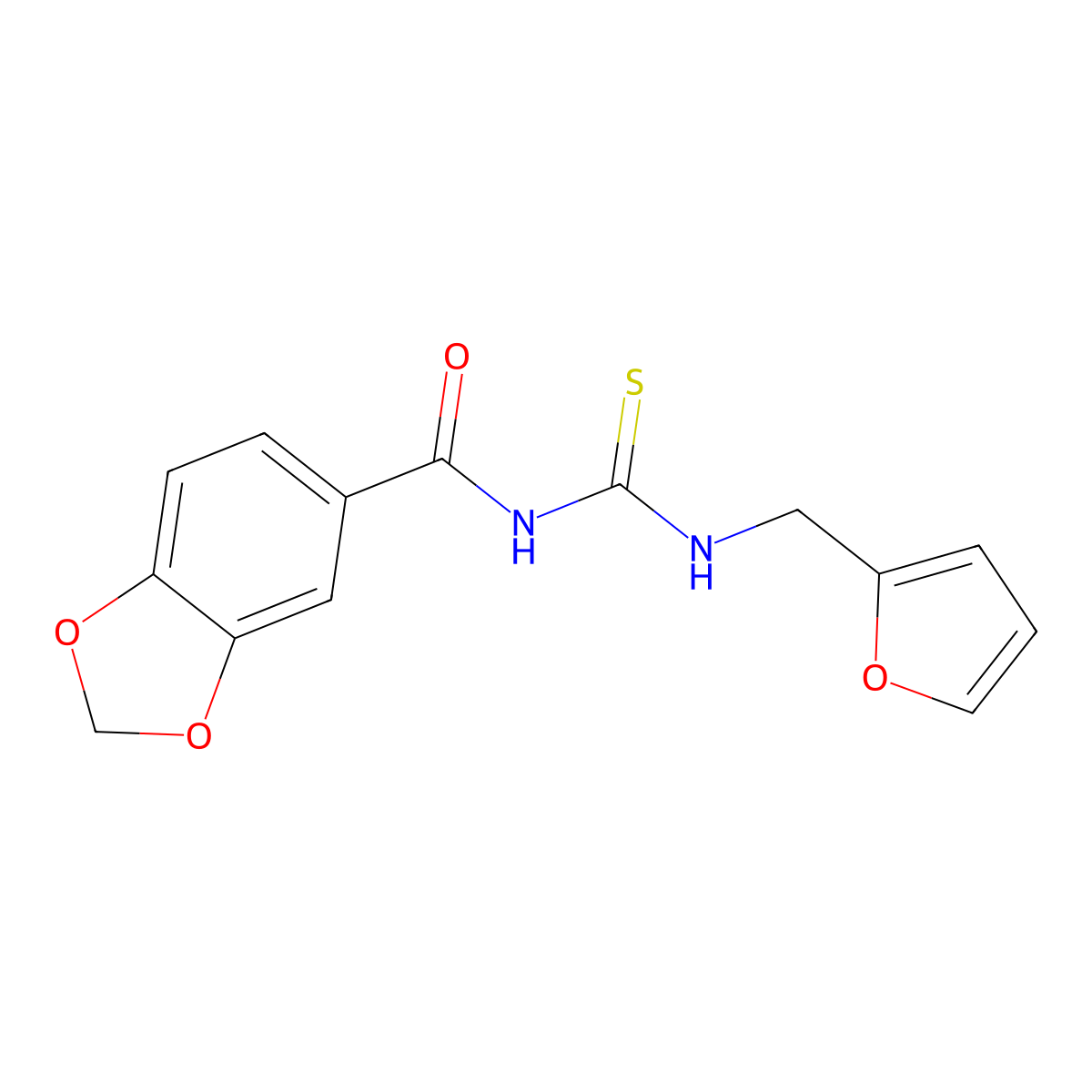 N-(furan-2-ylmethylcarbamothioyl)-1,3-benzodioxole-5-carboxamide molecular structure, CAS 708287-78-9