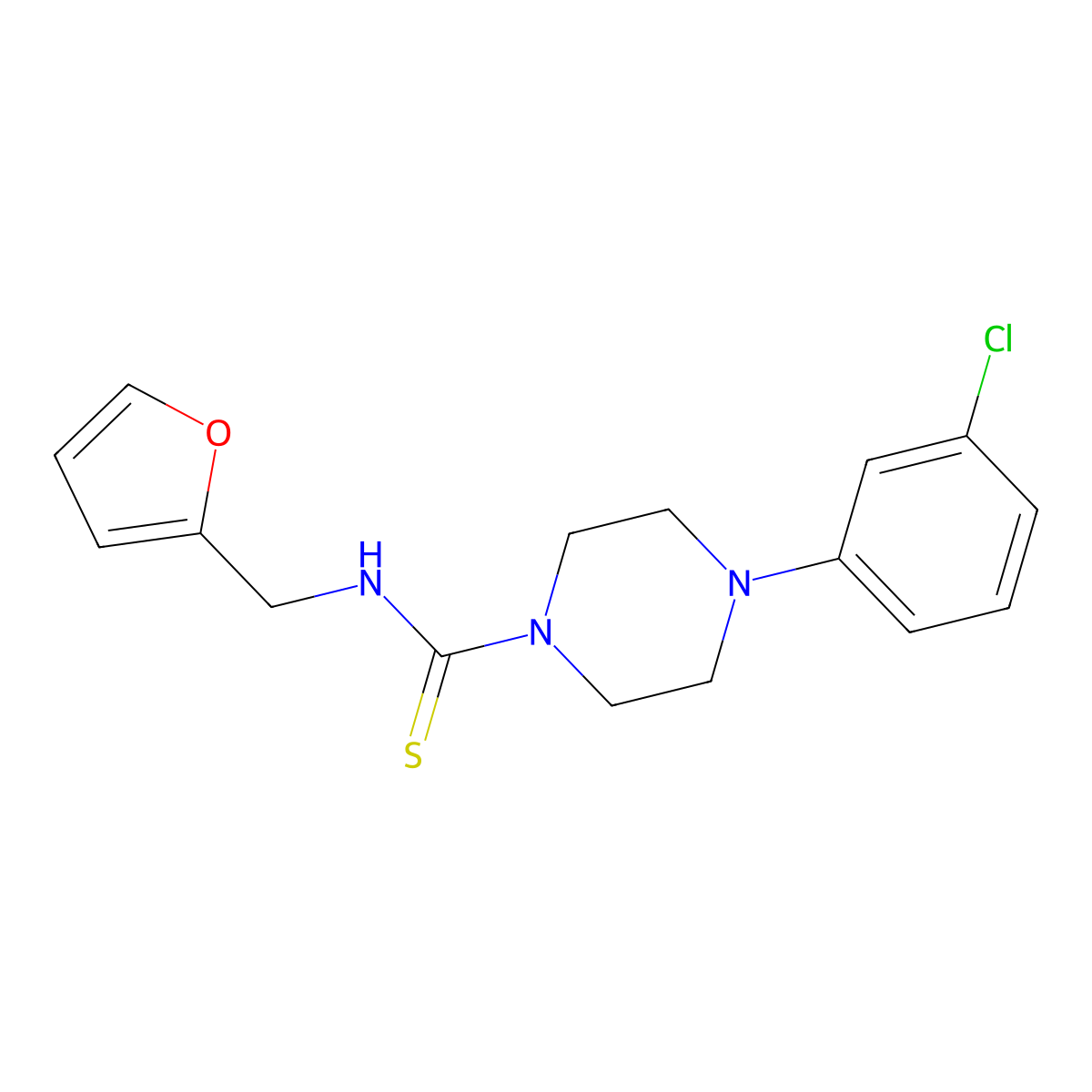 4-(3-chlorophenyl)-N-(furan-2-ylmethyl)piperazine-1-carbothioamide molecular structure, CAS 708287-86-9