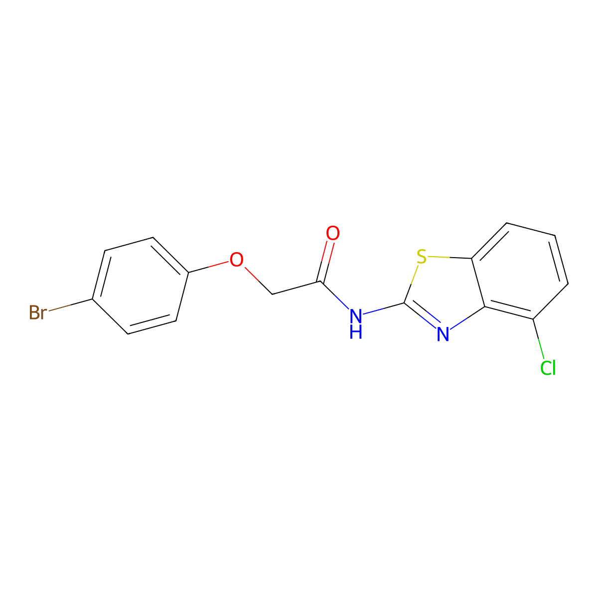 2-(4-bromophenoxy)-N-(4-chloro-1,3-benzothiazol-2-yl)acetamide molecular structure, CAS 708288-06-6