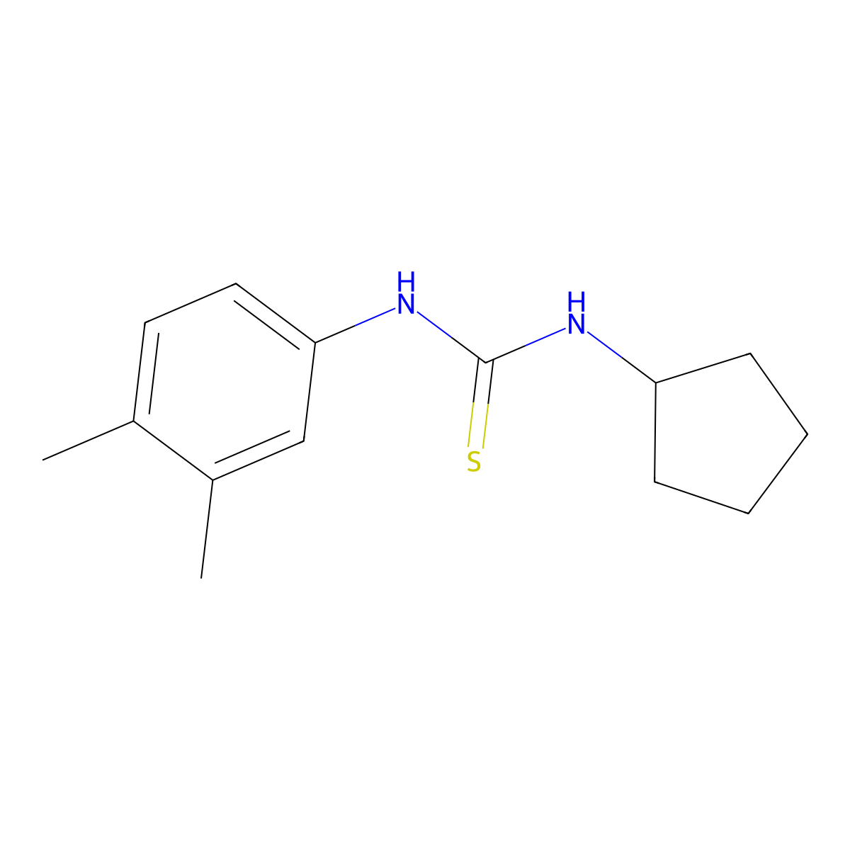 1-Cyclopentyl-3-(3,4-dimethylphenyl)thiourea molecular structure, CAS 708288-15-7