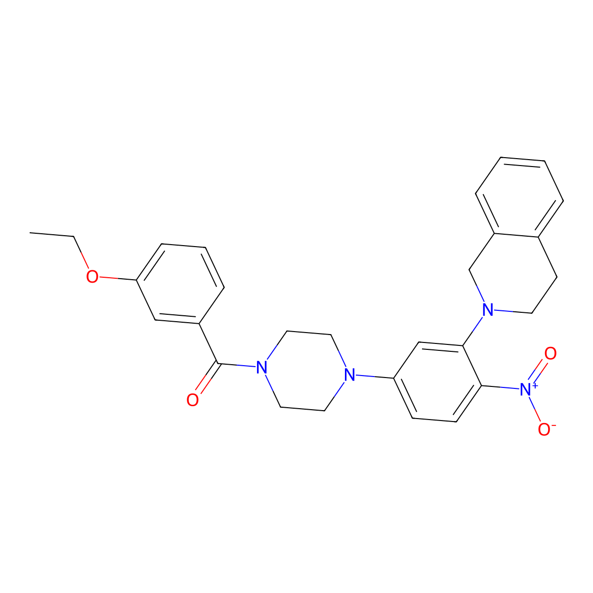 [4-[3-(3,4-dihydro-1H-isoquinolin-2-yl)-4-nitrophenyl]piperazin-1-yl]-(3-ethoxyphenyl)methanone molecular structure, CAS 708288-18-0