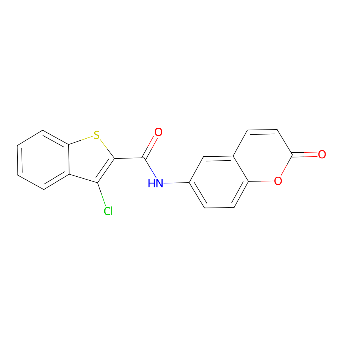 3-chloro-N-(2-oxochromen-6-yl)-1-benzothiophene-2-carboxamide molecular structure, CAS 708288-21-5