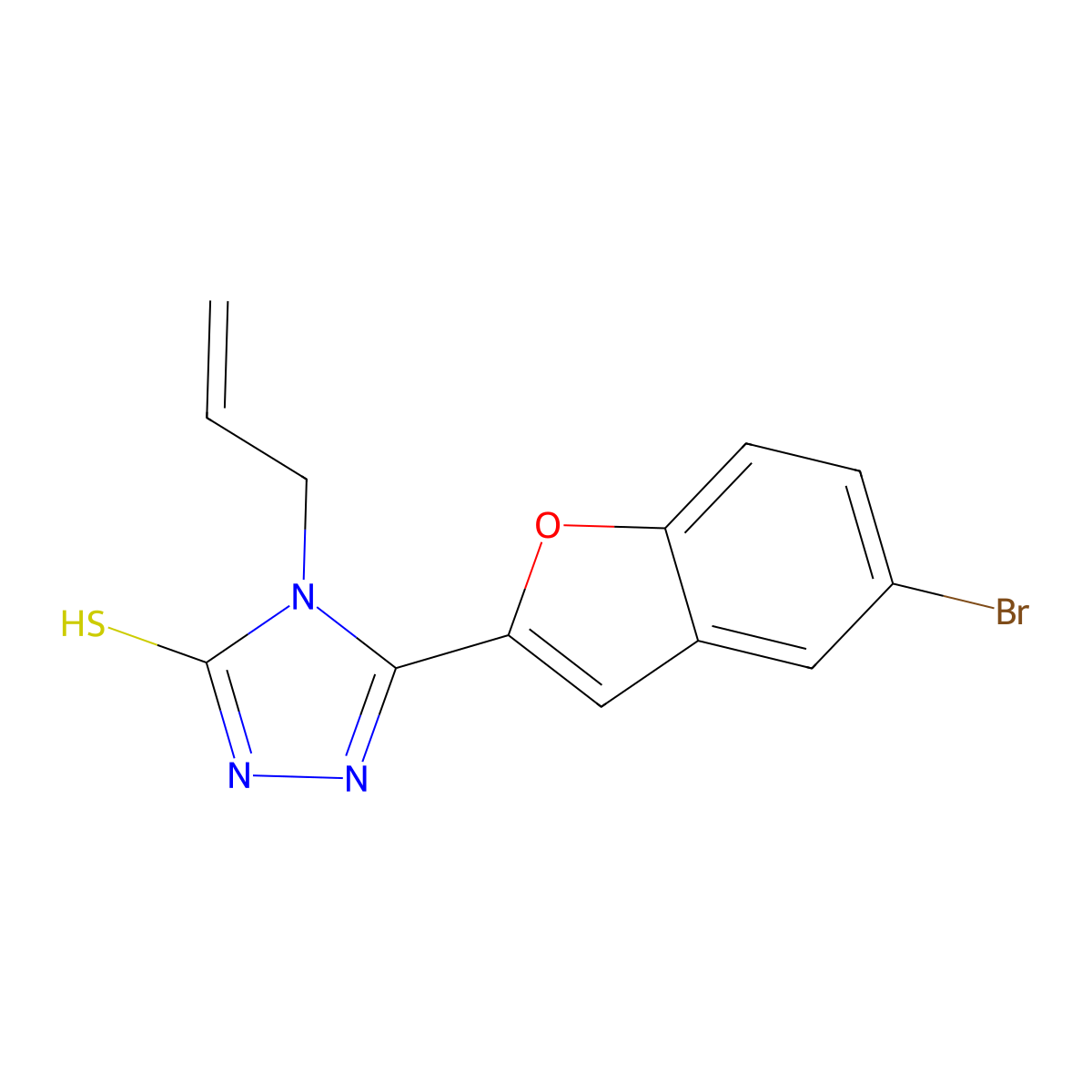 5-(5-bromo-1-benzofuran-2-yl)-4-(prop-2-en-1-yl)-4H-1,2,4-triazole-3-thiol molecular structure, CAS 708288-28-2