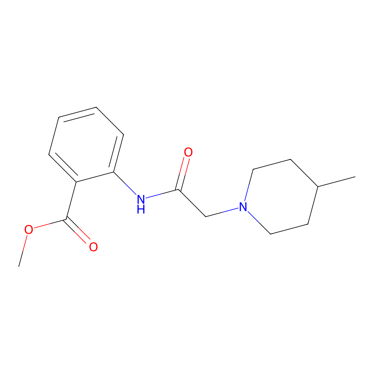 Methyl 2-{[(4-methyl-1-piperidinyl)acetyl]amino}benzoate molecular structure, CAS 708288-36-2