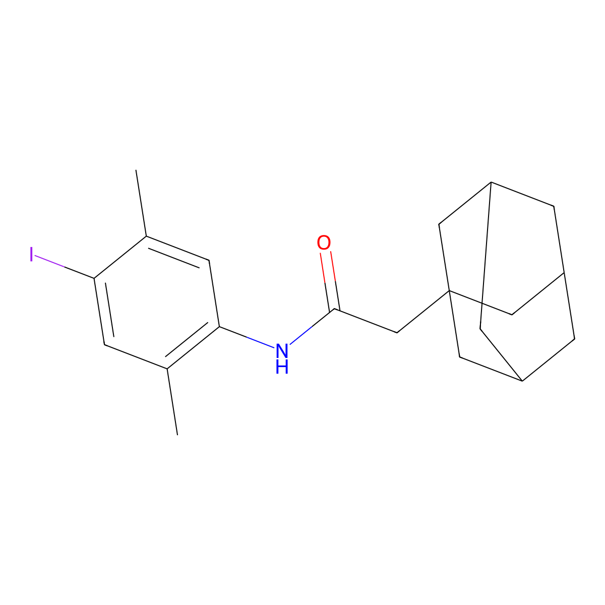 2-(1-adamantyl)-N-(4-iodo-2,5-dimethylphenyl)acetamide molecular structure, CAS 708288-49-7
