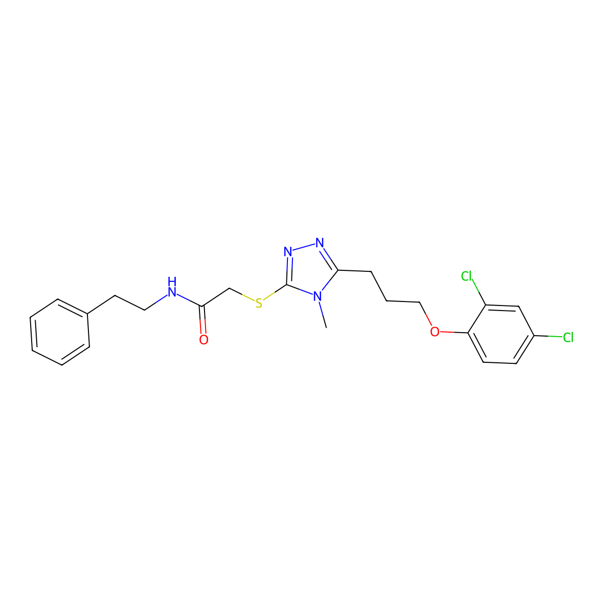 2-({5-[3-(2,4-dichlorophenoxy)propyl]-4-methyl-4H-1,2,4-triazol-3-yl}sulfanyl)-N-(2-phenylethyl)acetamide molecular structure, CAS 708288-77-1