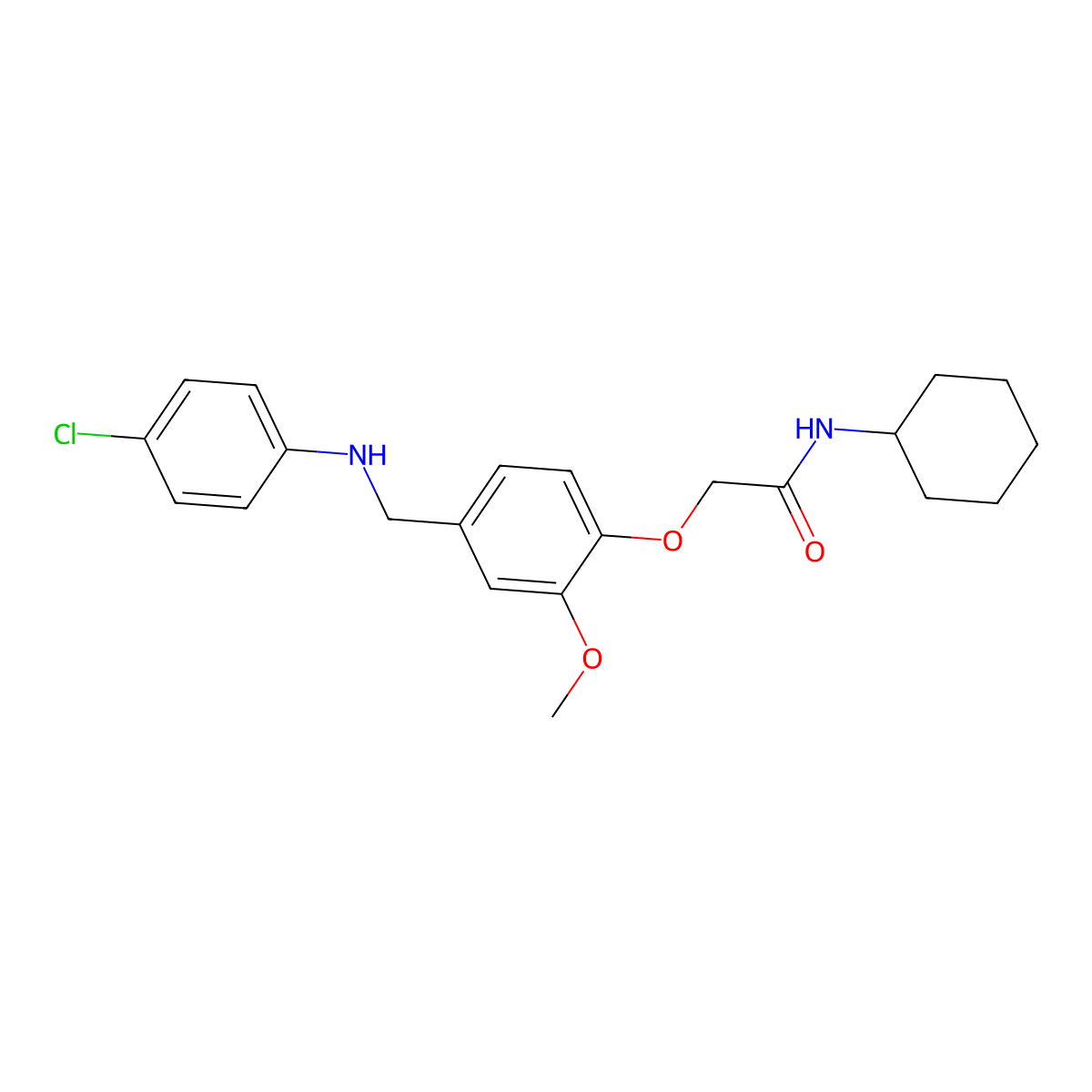 2-[4-[(4-chloroanilino)methyl]-2-methoxyphenoxy]-N-cyclohexylacetamide molecular structure, CAS 708288-78-2