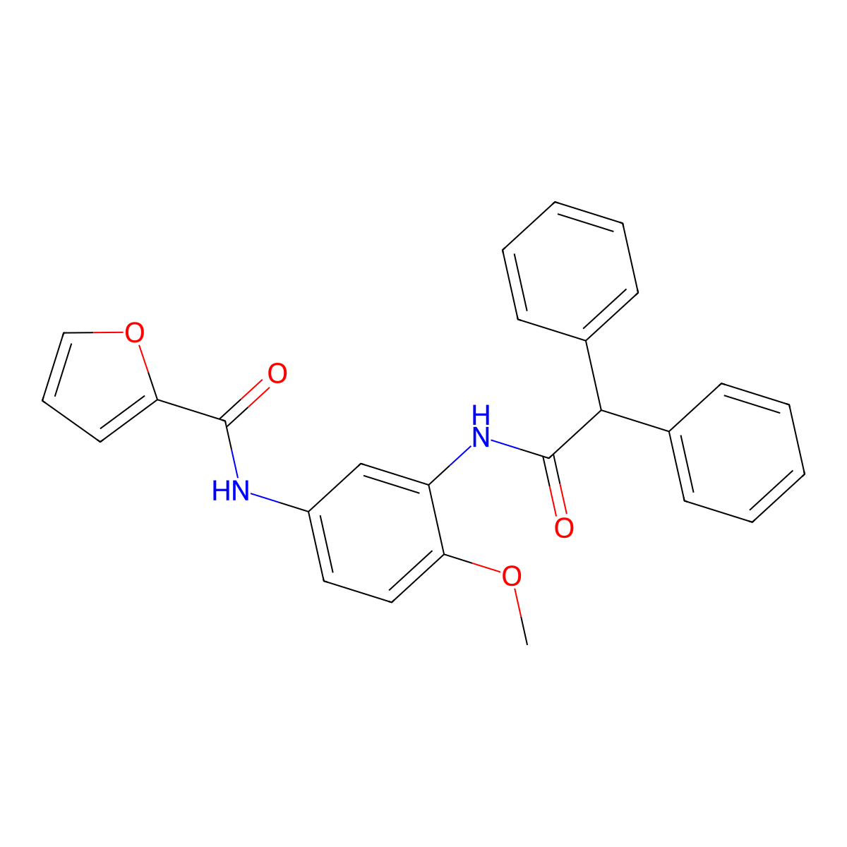 N-{3-[(diphenylacetyl)amino]-4-methoxyphenyl}furan-2-carboxamide molecular structure, CAS 708288-79-3