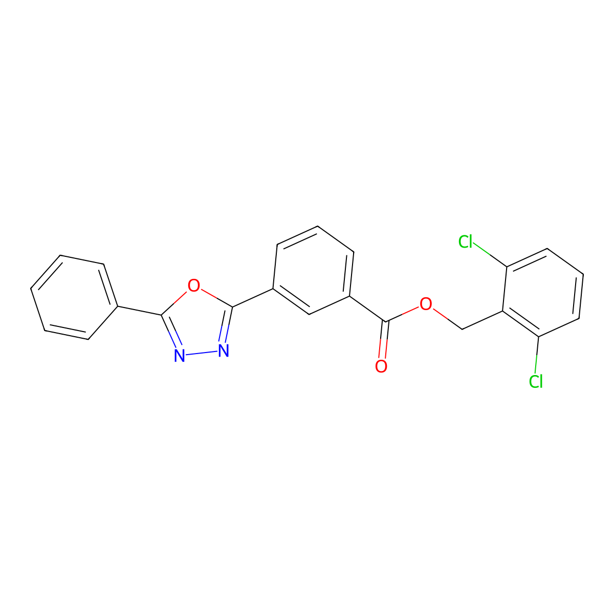 2,6-Dichlorobenzyl 3-(5-phenyl-1,3,4-oxadiazol-2-yl)benzoate molecular structure, CAS 708288-84-0