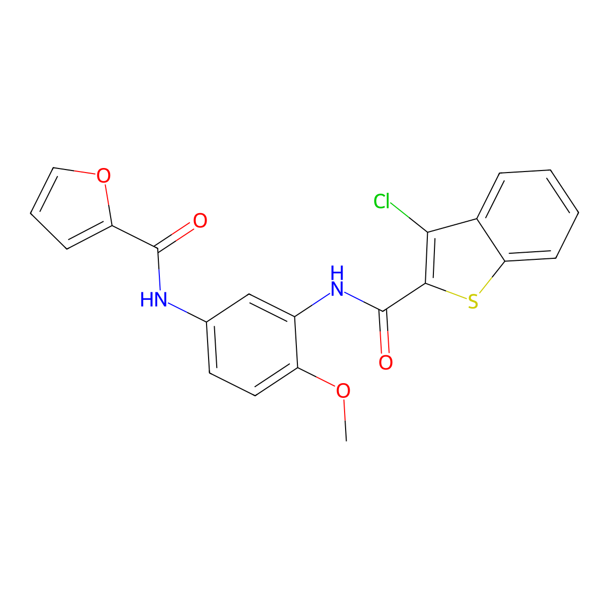 N-[3-[(3-chloro-1-benzothiophene-2-carbonyl)amino]-4-methoxyphenyl]furan-2-carboxamide molecular structure, CAS 708288-86-2